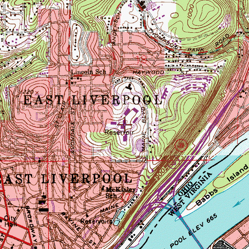 Topographic Map of North Elementary School, OH
