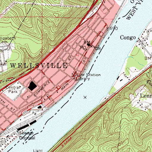 Topographic Map of Wellsville Carnegie Public Library, OH