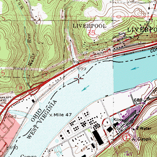 Topographic Map of Koontz Bar, OH