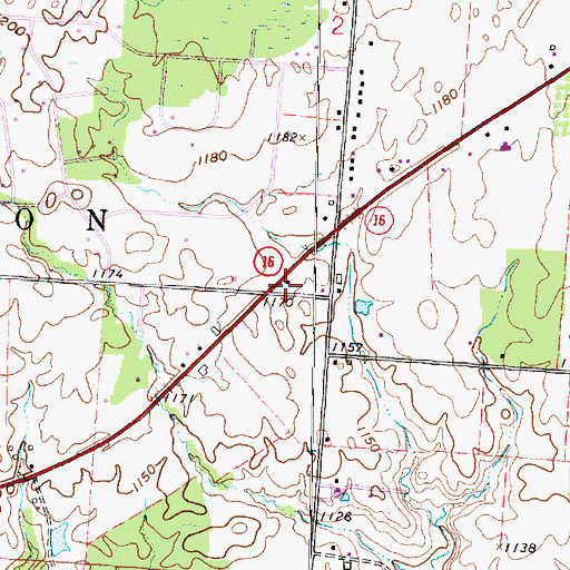 Topographic Map of Alward School (historical), OH