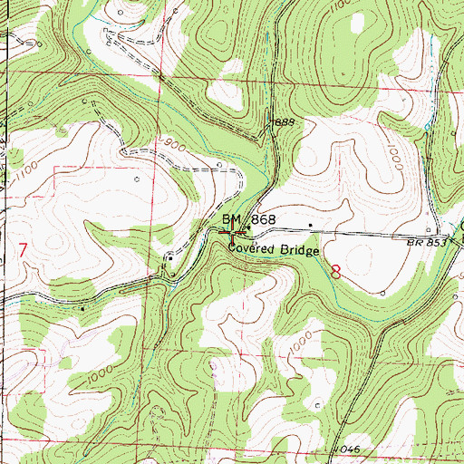 Topographic Map of Gregg Mill Bridge, OH