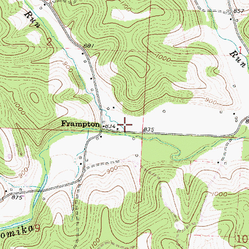 Topographic Map of Framptons Mills (historical), OH
