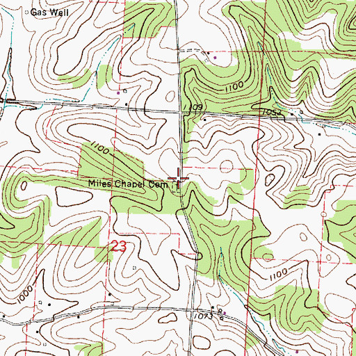 Topographic Map of Miles Chapel (historical), OH