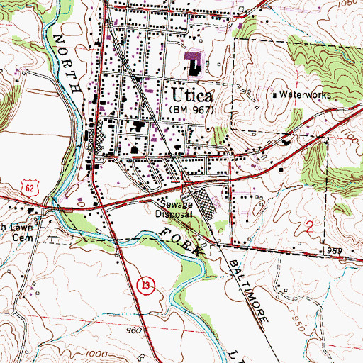Topographic Map of Dearing and Yoakum Mill (historical), OH