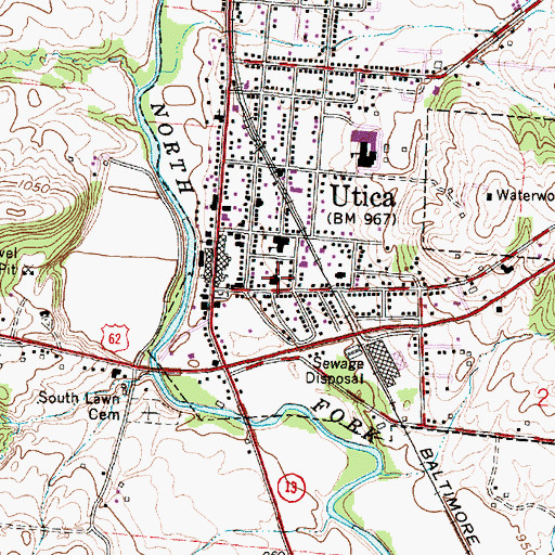 Topographic Map of Utica Elementary School, OH