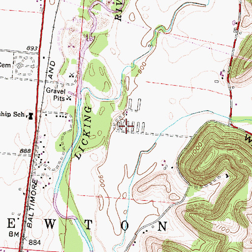 Topographic Map of Fowlers Mills (historical), OH