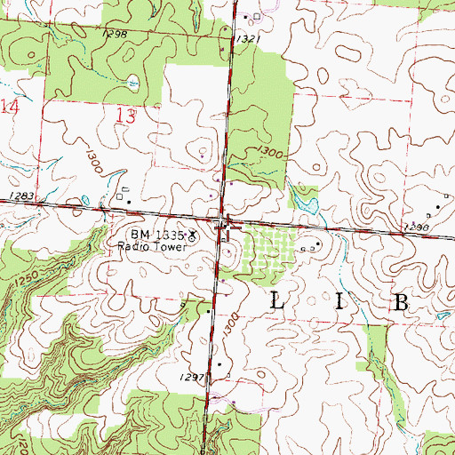 Topographic Map of Center School (historical), OH