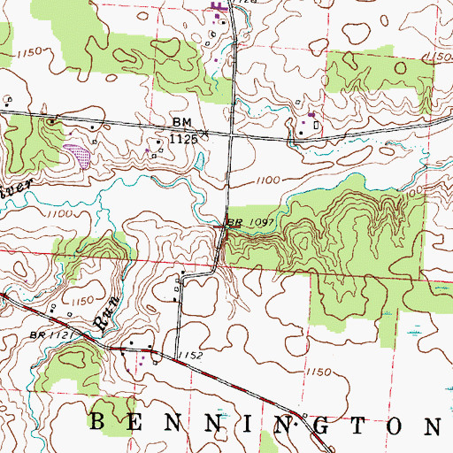 Topographic Map of Belle Hall Bridge, OH