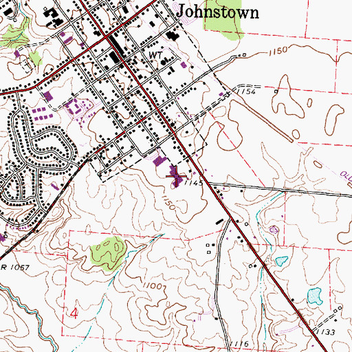 Topographic Map of Johnstown-Monroe High School, OH
