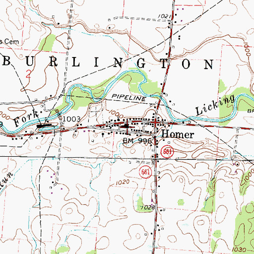 Topographic Map of Northridge Homer Elementary School, OH
