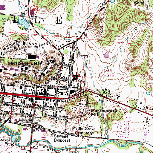 Topographic Map of Granville Elementary School, OH