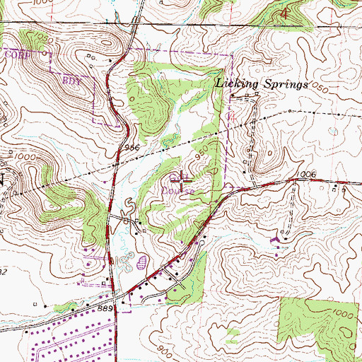 Topographic Map of Licking Springs Golf Course, OH