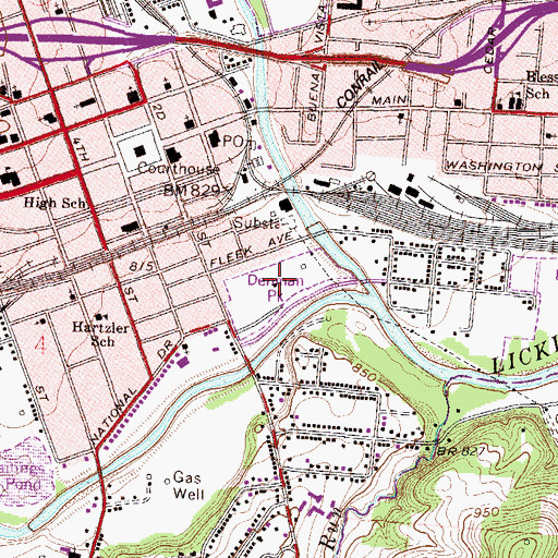 Topographic Map of Denman Park, OH