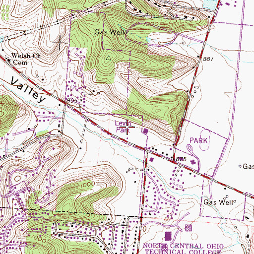 Topographic Map of Levin Park, OH
