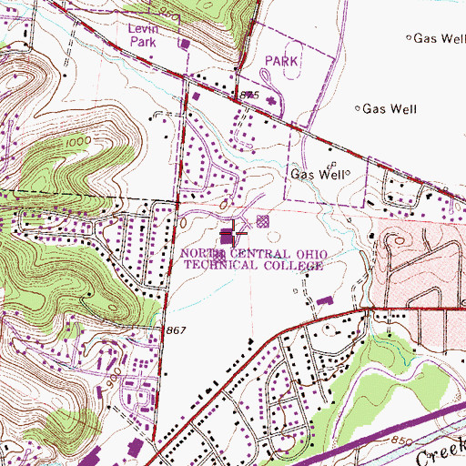 Topographic Map of North Central Ohio Technical College, OH