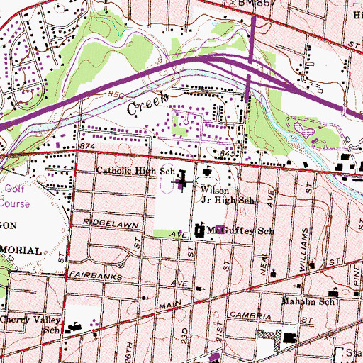 Topographic Map of Newark Catholic High School, OH