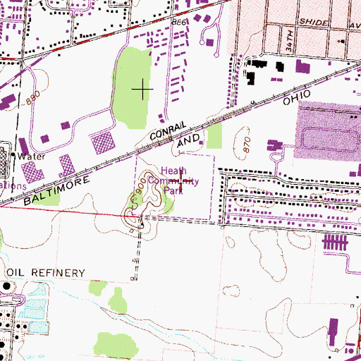 Topographic Map of Heath Community Park, OH