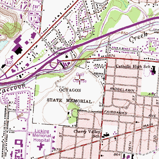 Topographic Map of Mound Builders Country Club, OH