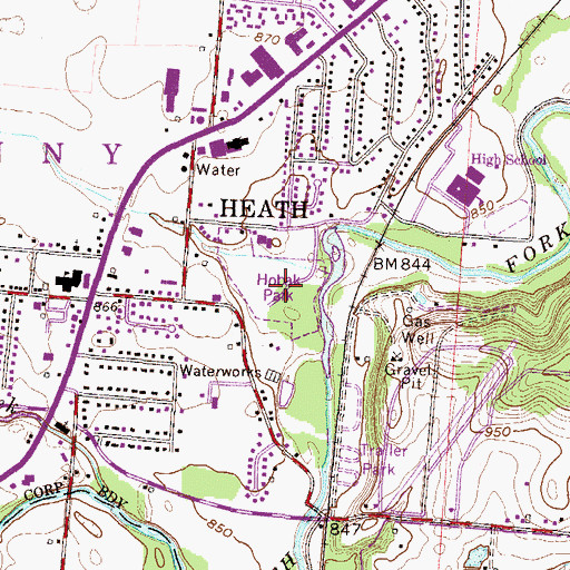 Topographic Map of Hobak Park, OH