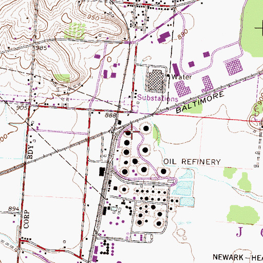 Topographic Map of Central City (historical), OH