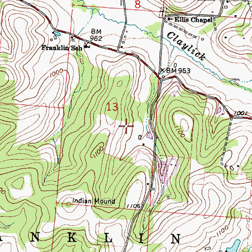 Topographic Map of Chestnut Ridge Farm (historical), OH