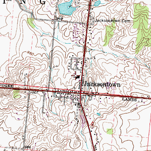 Topographic Map of Jacksontown Elementary School, OH