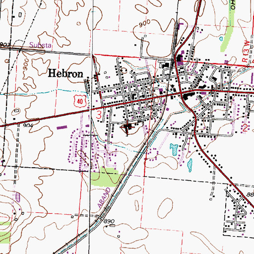 Topographic Map of Hebron Elementary School, OH