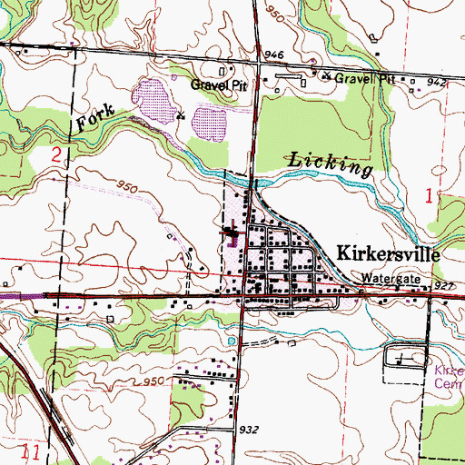 Topographic Map of Kirkersville Elementary School, OH
