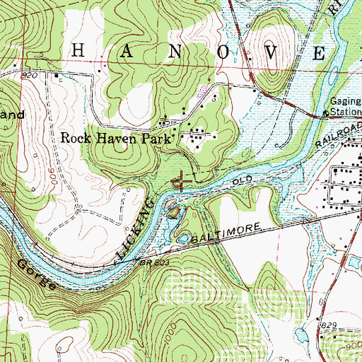Topographic Map of Black Hand Rock, OH