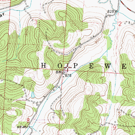 Topographic Map of Browns School (historical), OH