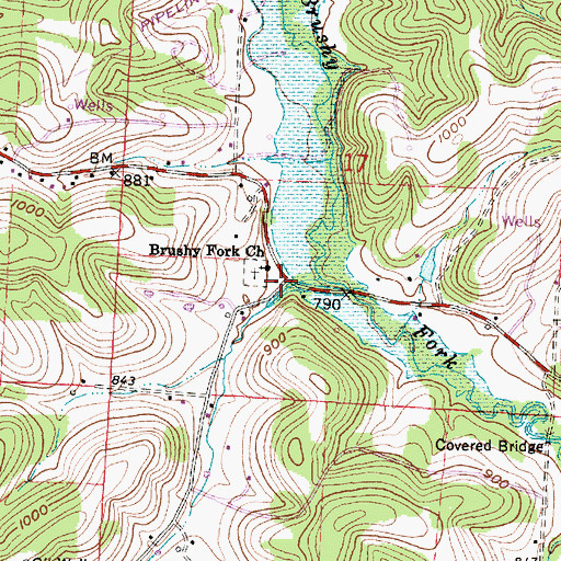 Topographic Map of Brushy Fork School (historical), OH