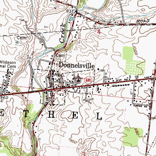 Topographic Map of Donnelsville Elementary School, OH