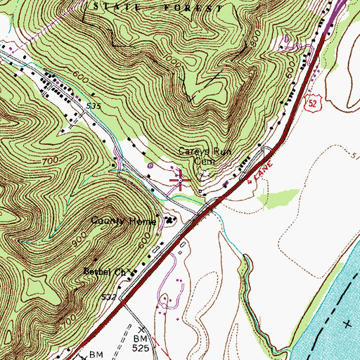 Topographic Map of Shannoah Town (historical), OH