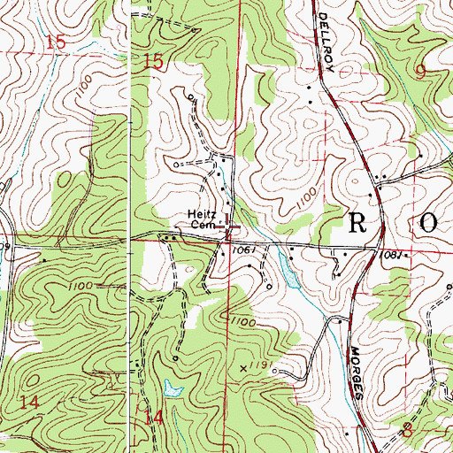 Topographic Map of Heitz Cemetery, OH