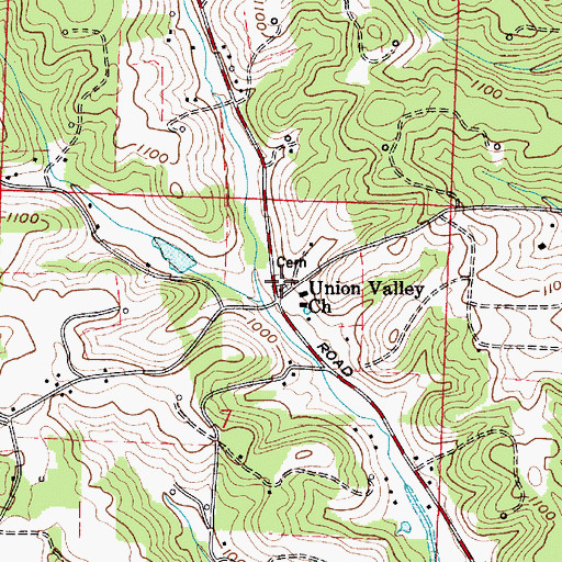 Topographic Map of Union Valley Cemetery, OH