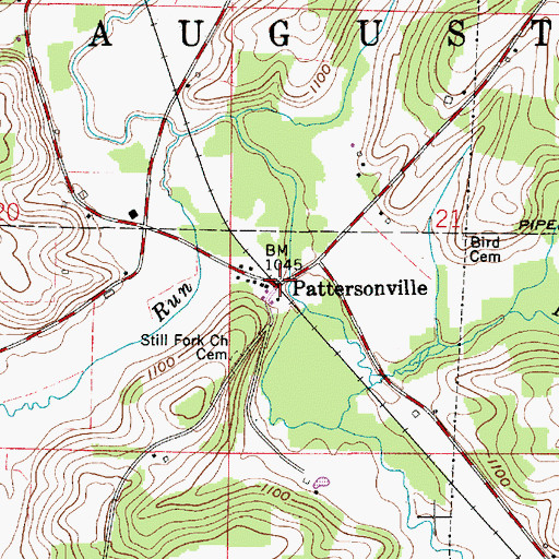 Topographic Map of Pattersonville, OH