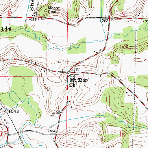 Topographic Map of Mount Zion Cemetery, OH