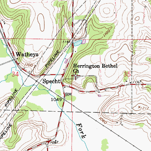 Topographic Map of Herrington Bethel Cemetery, OH