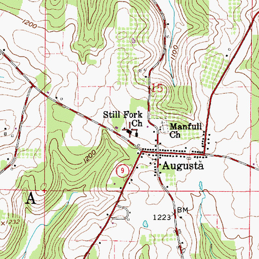 Topographic Map of Augusta Elementary School, OH