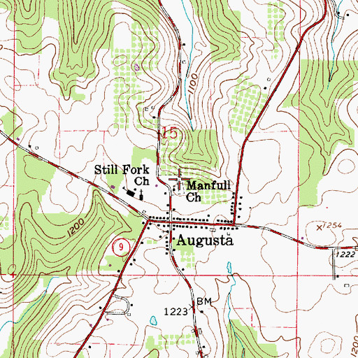 Topographic Map of Augusta Cemetery, OH