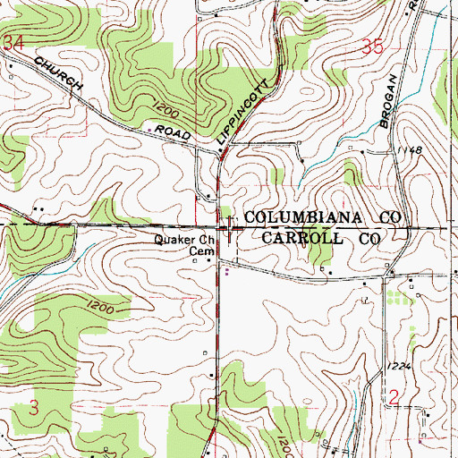 Topographic Map of Friends Church (historical), OH