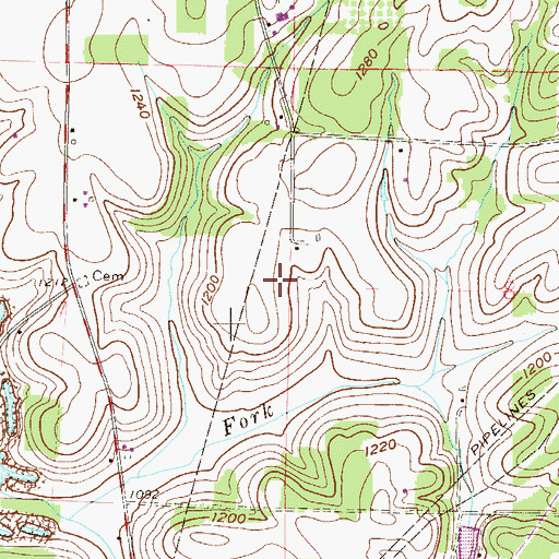 Topographic Map of Roudebush Cemetery, OH