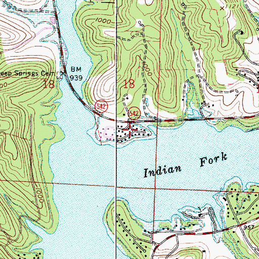 Topographic Map of Arrowhead, OH