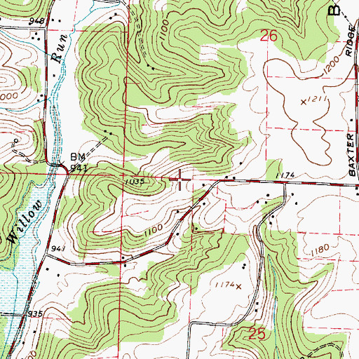 Topographic Map of Nebo School (historical), OH
