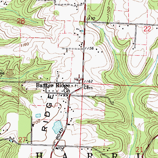 Topographic Map of Baxters Ridge Cemetery, OH