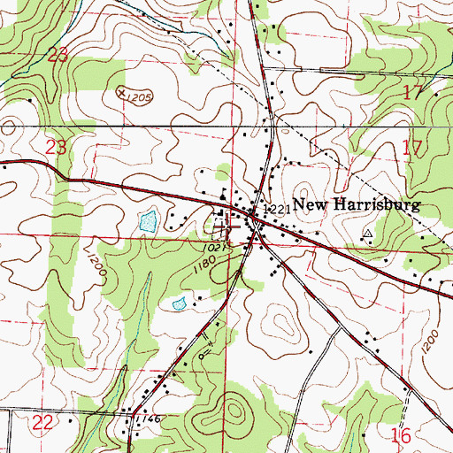 Topographic Map of New Harrisburg Cemetery, OH