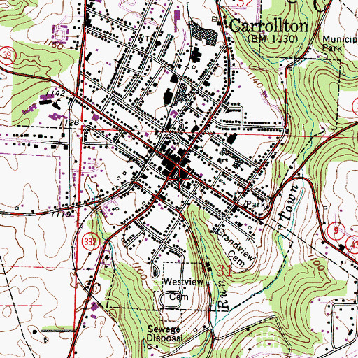 Topographic Map of Carroll County Courthouse, OH