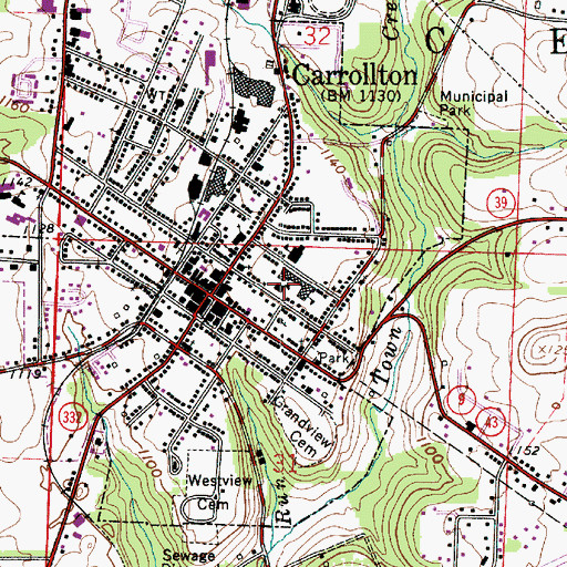 Topographic Map of Carrollton Elementary School, OH