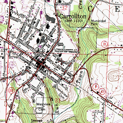 Topographic Map of Carrollton High School, OH