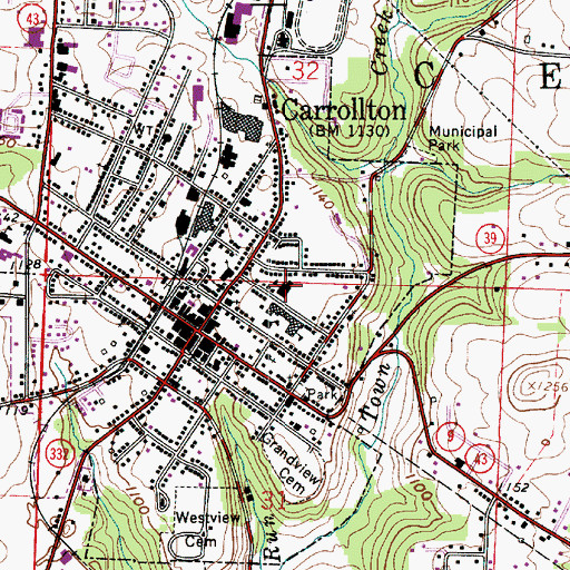Topographic Map of Bell-Heron Middle School, OH